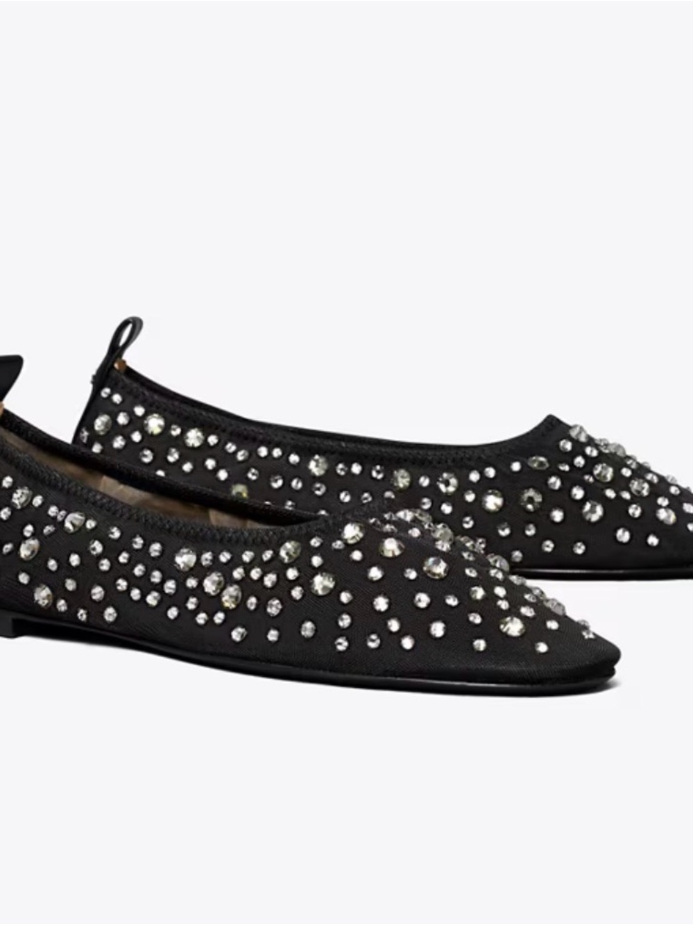Tory Burch Black Crystal-Embellished Ballet Flats - Picture 3 of 7
